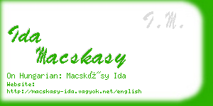 ida macskasy business card